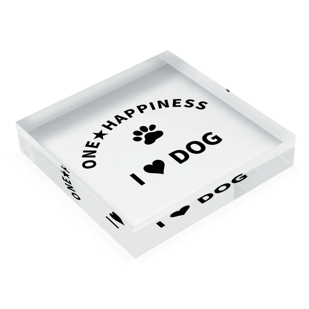 onehappinessのI LOVE DOG　ONEHAPPINESS Acrylic Block :placed flat