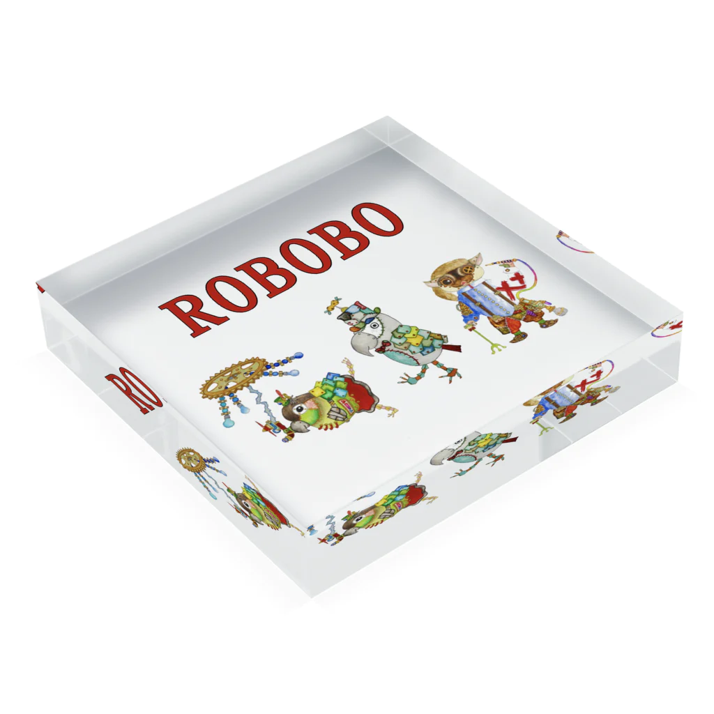 ねこぜや のROBOBO ロボトリオ🤖 Acrylic Block :placed flat