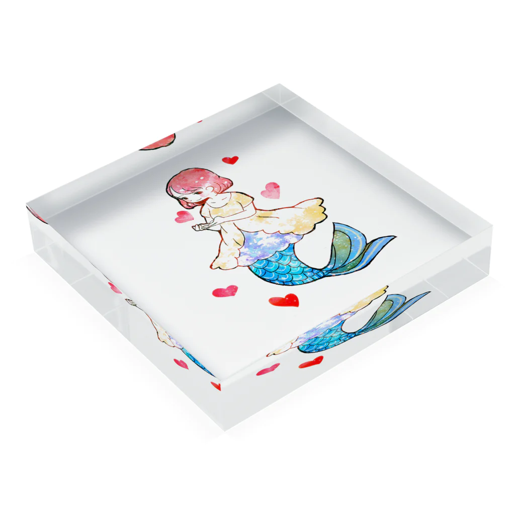 peaches-momokoの人魚姫 Acrylic Block :placed flat