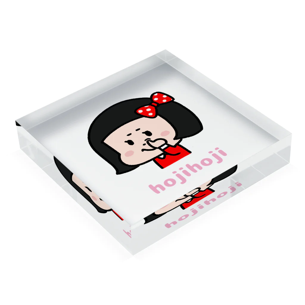 うさぎまるえkawaiishop のほじほじシリーズ『黒髪女の子』 Acrylic Block :placed flat