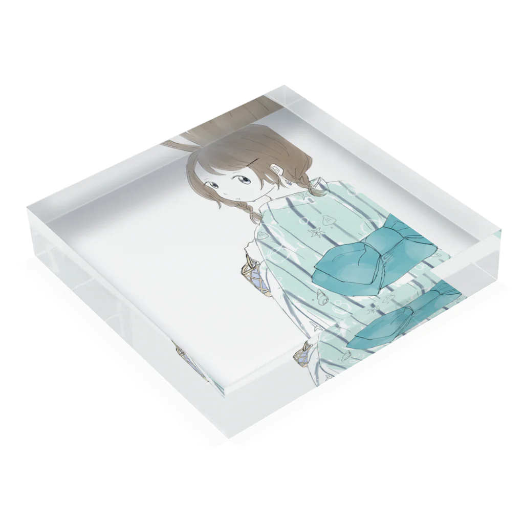 うき＊*の海の浴衣 Acrylic Block :placed flat