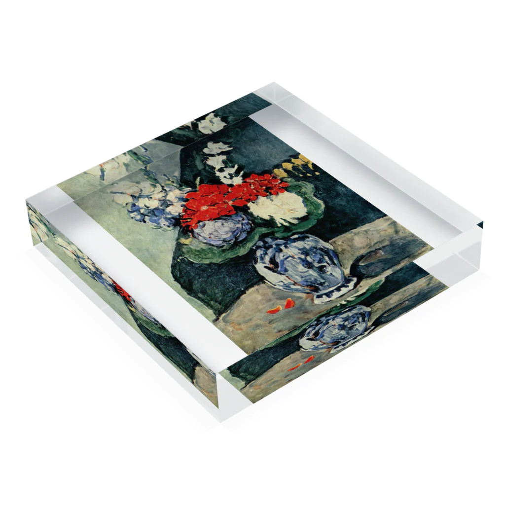 Art Baseのポール・セザンヌ / 1874 /Still life, Delft vase with flowers / Paul Cezanne Acrylic Block :placed flat
