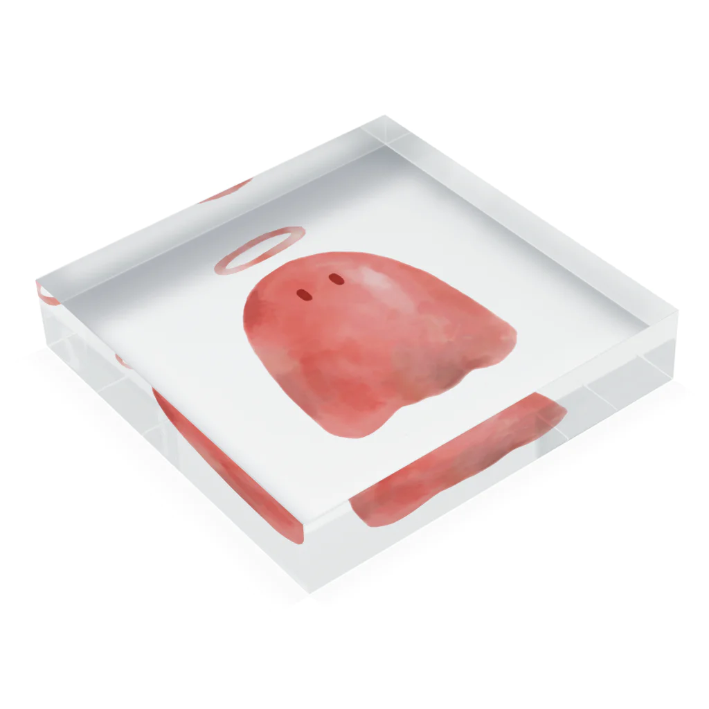 namakoのおばけちゃん 桃色 Acrylic Block :placed flat