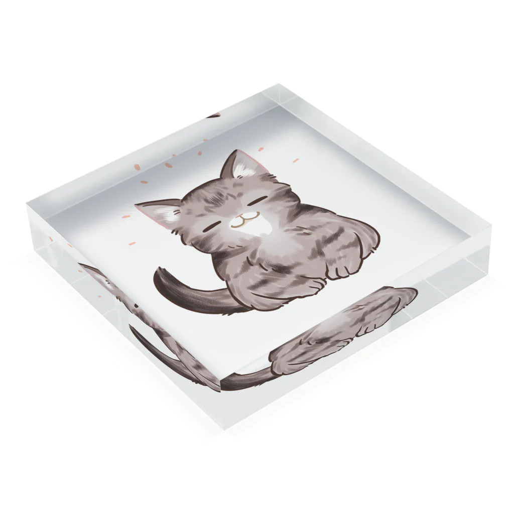 #保護猫カフェひだまり号の愛猫！麦のおじきシリーズ Acrylic Block :placed flat