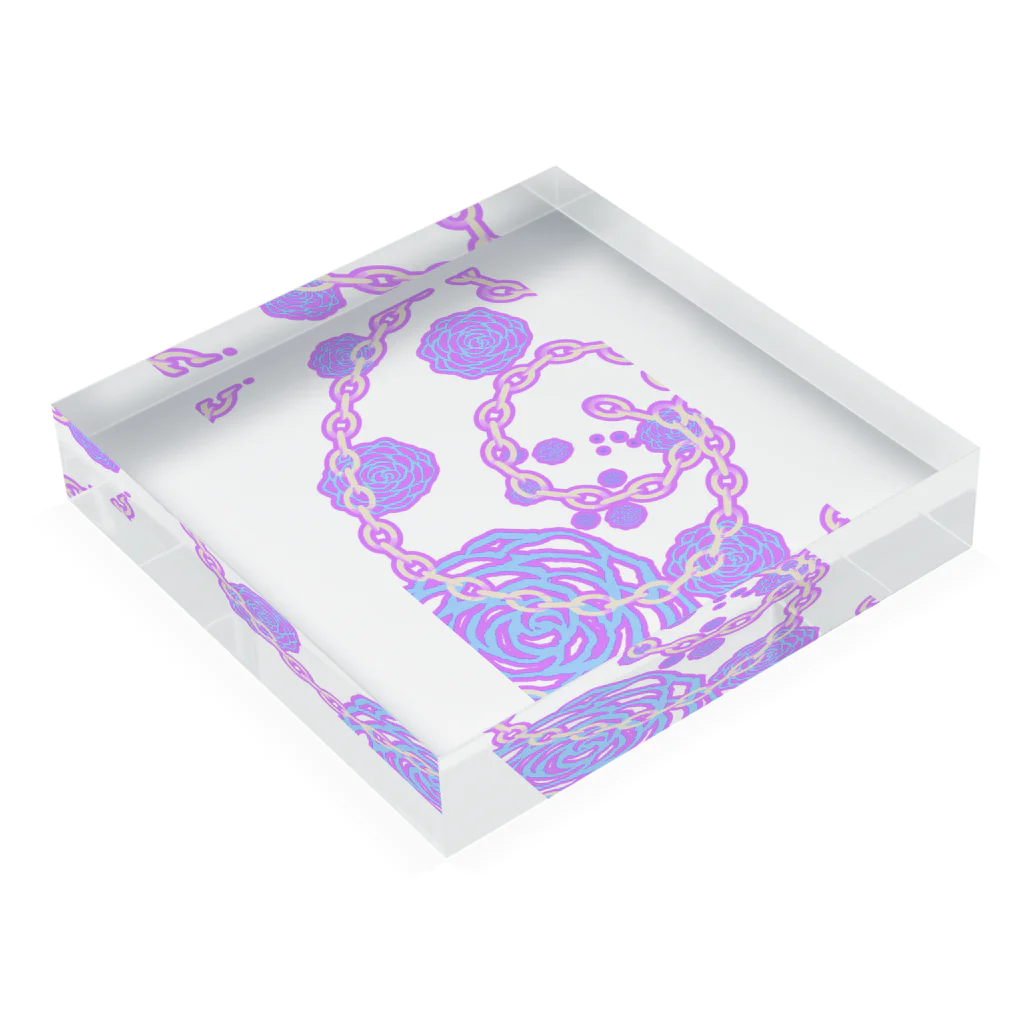  しゃらの鎖に包まれた薔薇 Acrylic Block :placed flat