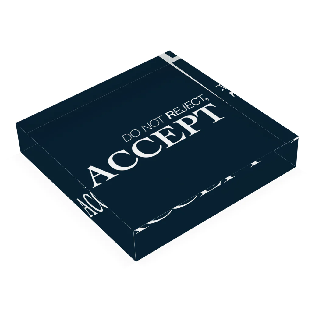 WONDERLANDのACCEPT （青背景） Acrylic Block :placed flat