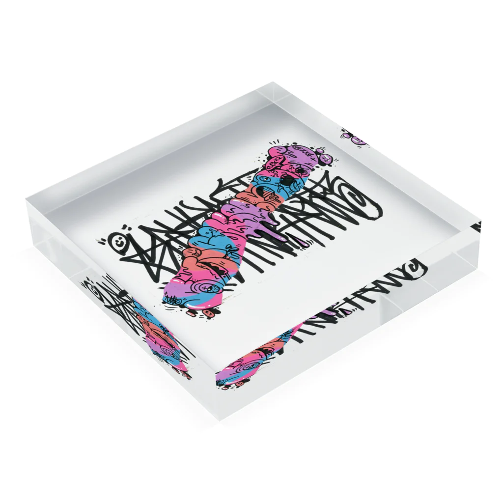 NOOBのgraffiti ステッカービリビリスローアップ Acrylic Block :placed flat