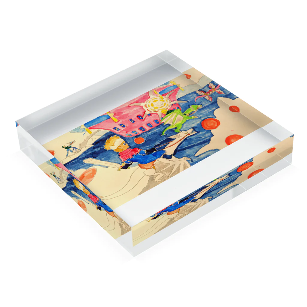 LIONの信仰的ショップの竜たちの襲撃 Acrylic Block :placed flat