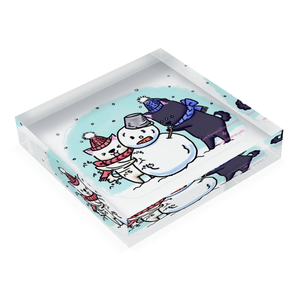 そらいろもようの雪だるま！ Acrylic Block :placed flat