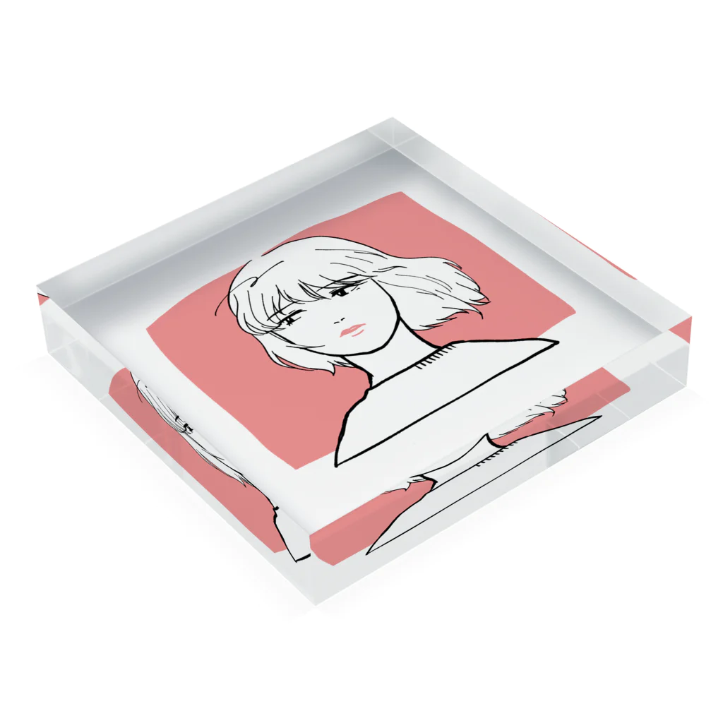 mocimiの風をうけるアンニュイガール Acrylic Block :placed flat