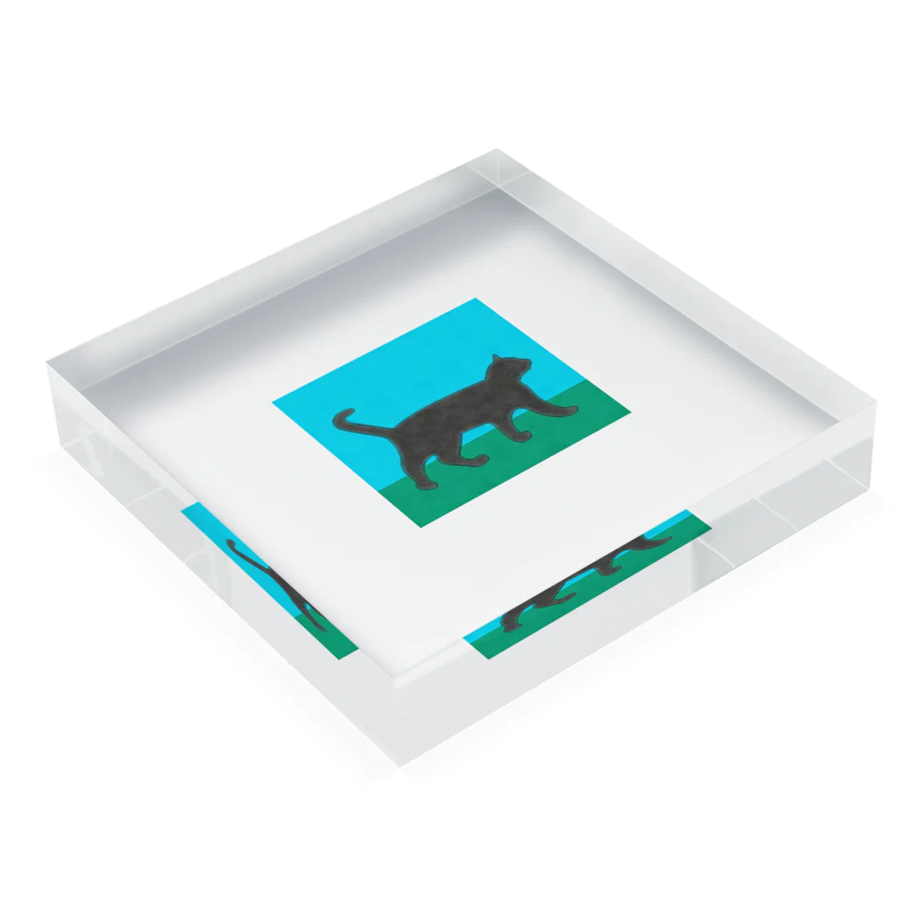 HASHINOHIROMIのChat noir marche  Acrylic Block :placed flat