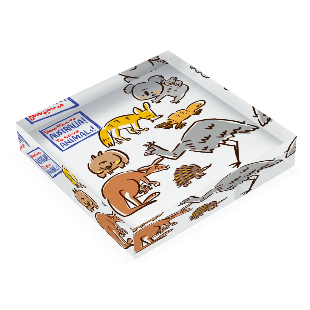 サタケ商店🐅🍛のオーストラリアアニマル(500円募金) Acrylic Block :placed flat