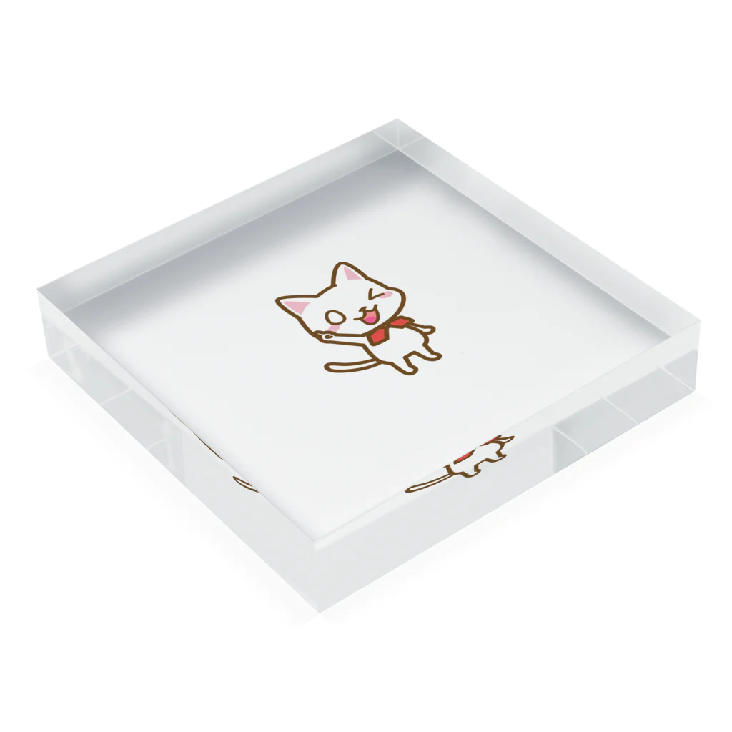 白ねこグループアンテナSHOPの白ねこ公式キャラクター Acrylic Block :placed flat