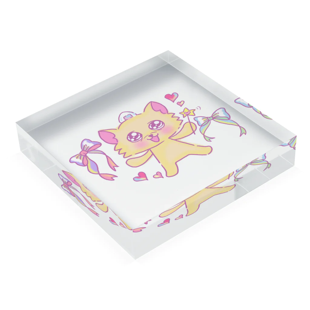 ナマコラブ💜👼🏻🦄🌈✨のおにぎりチワワ メルヘンチワワ NAMACOLOVE ribbon リボン Acrylic Block :placed flat