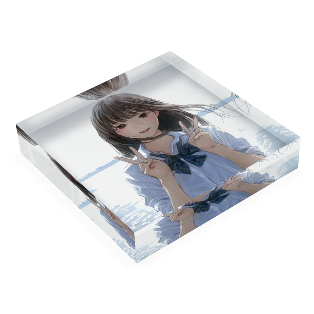 岸田メルのダブルピースちゃん Acrylic Block :placed flat