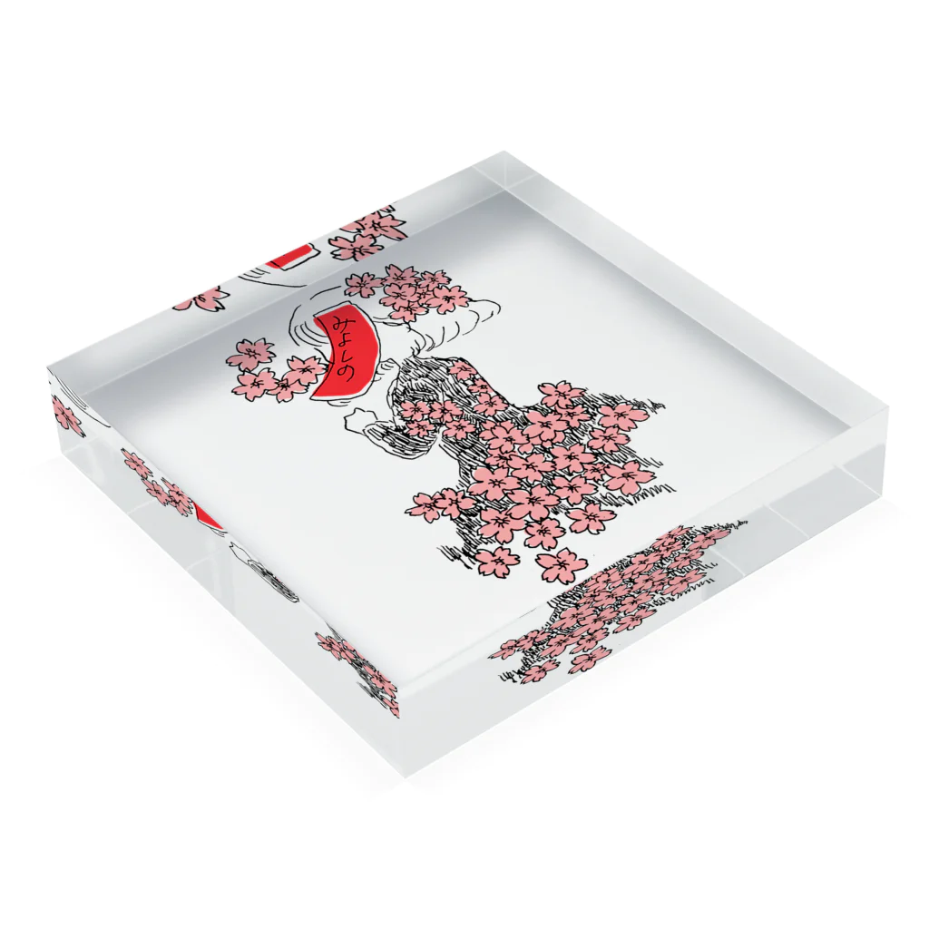 far from okの桜に赤短 Acrylic Block :placed flat