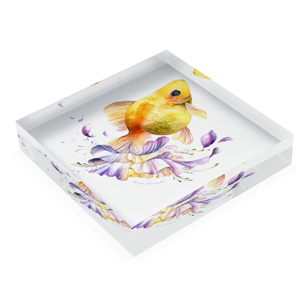 晴金魚-harukingyo-の花宿り 優 Acrylic Block :placed flat