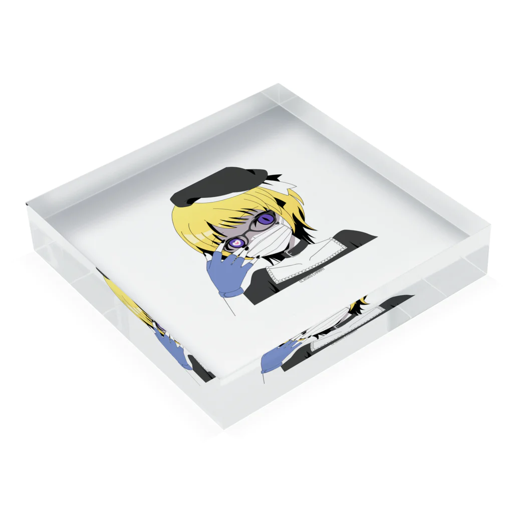 ☭Cats_eyeたく☭のCats_eyeたく　マスク着用 Acrylic Block :placed flat