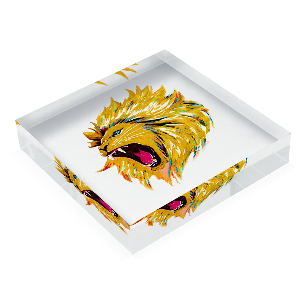 切り絵ariのLION Acrylic Block :placed flat