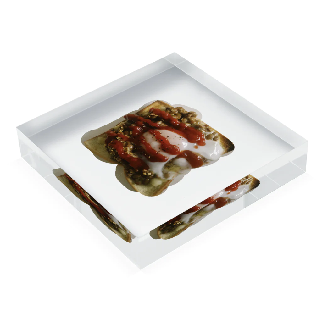 すっちゃんの納豆トースト Acrylic Block :placed flat