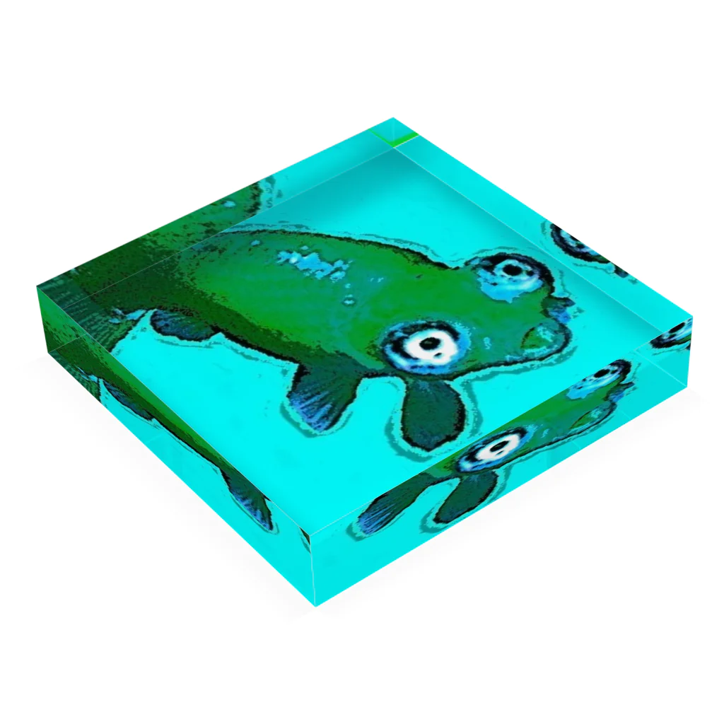 pinkyの宇宙金魚くん Acrylic Block :placed flat