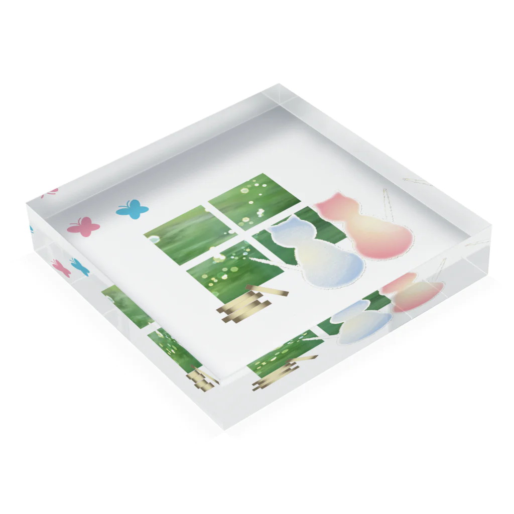 やまとねこのねこと蝶 Acrylic Block :placed flat