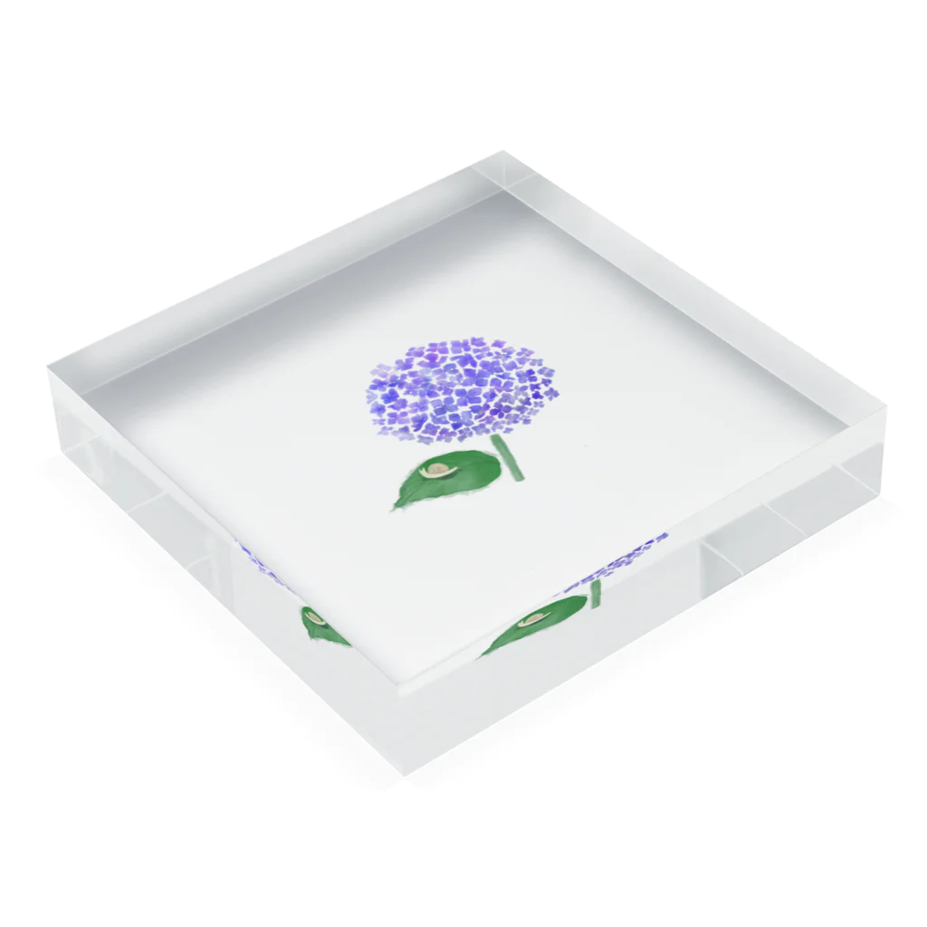 みっきーの6月のあじさいとカタツムリ Acrylic Block :placed flat