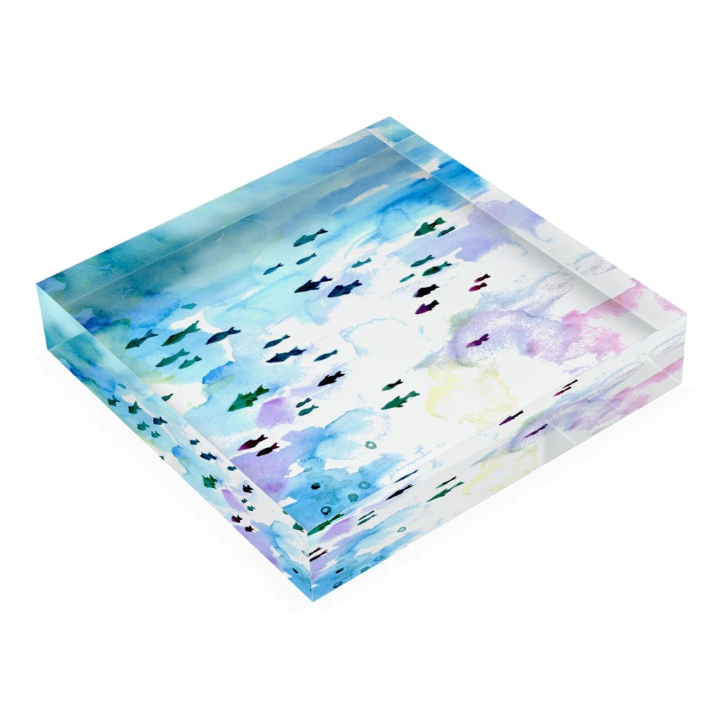 NINEのおさかな 水彩 Acrylic Block :placed flat