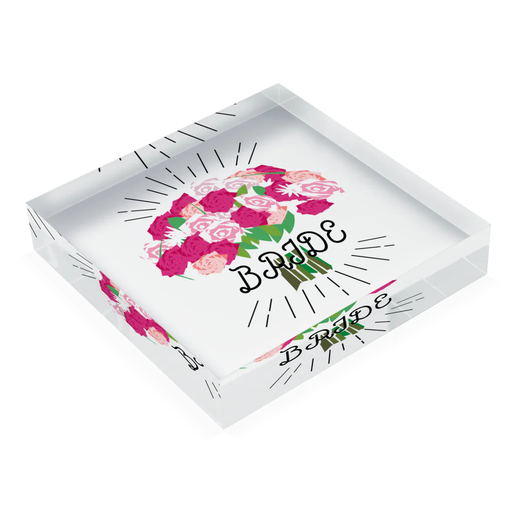 ペアTシャツ屋のシバヤさんのペア(BRIDE)　ブーケ Acrylic Block :placed flat