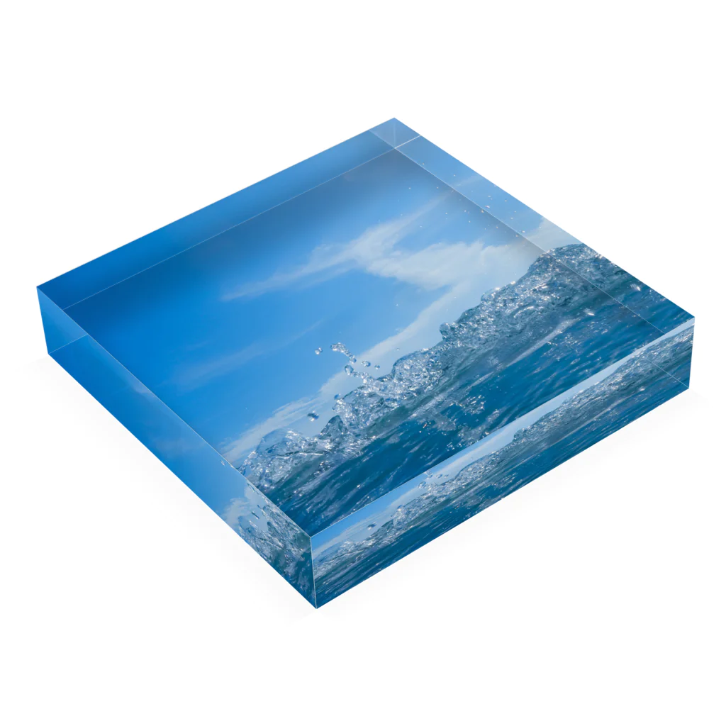 “すずめのおみせ” SUZURI店の海 Acrylic Block :placed flat