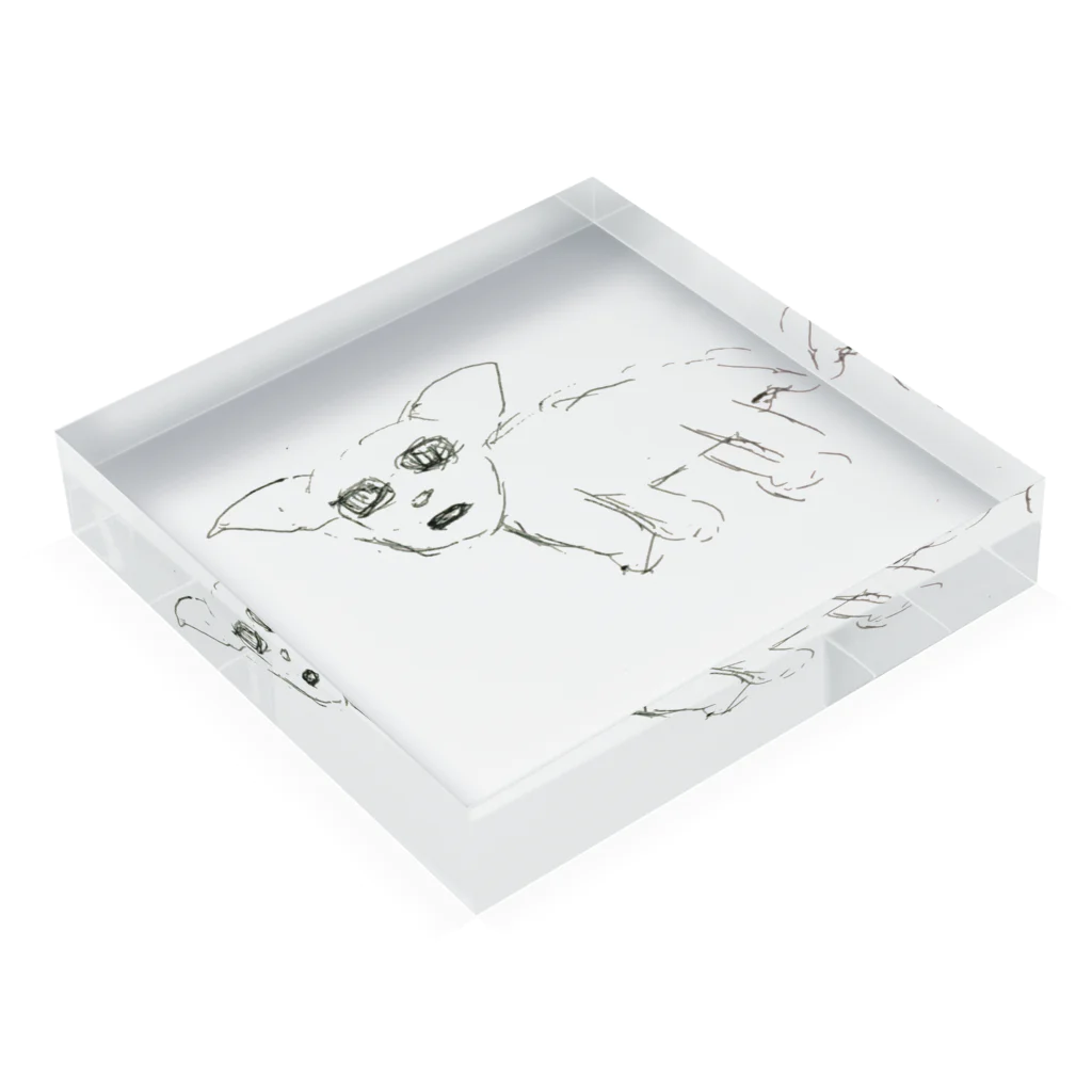 unko unkoのエサ待ちの犬 Acrylic Block :placed flat