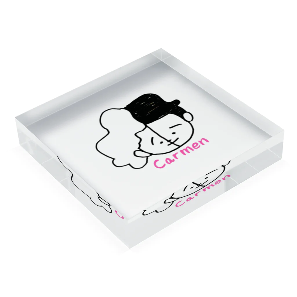 お笑い芸人　モダンタイムス公式グッズのカルメンちゃん Acrylic Block :placed flat