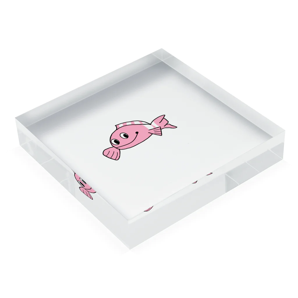 げんの粉紅魚ちゃん Acrylic Block :placed flat