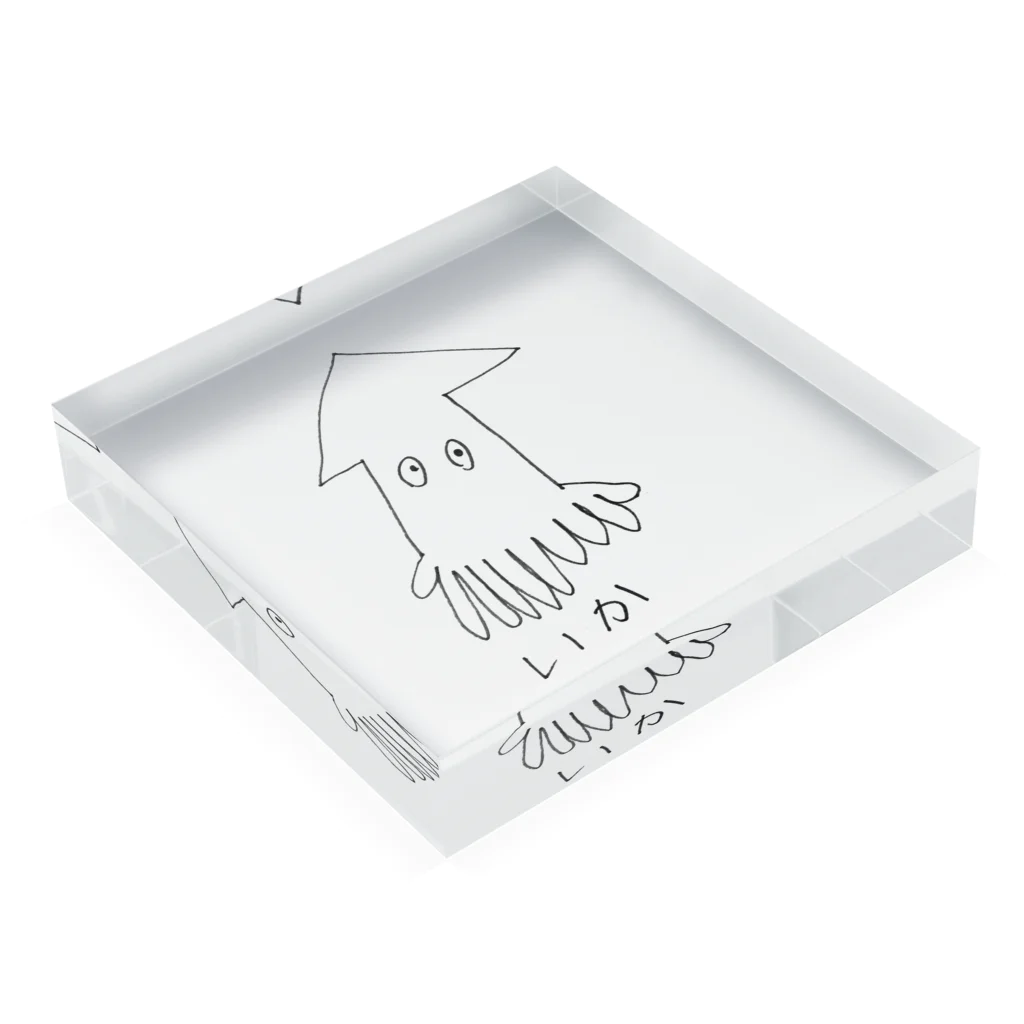 稲藁商店のいか Acrylic Block :placed flat