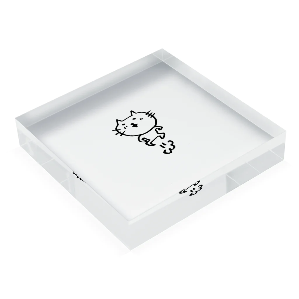 ねこ新聞のnecoのねこ新聞のneco、飛ぶ Acrylic Block :placed flat