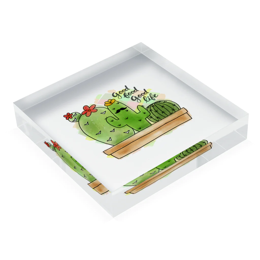 Mr.Perez’s Roomのサボテン ペレス- GOOD FOOD GOOD LIFE Acrylic Block :placed flat