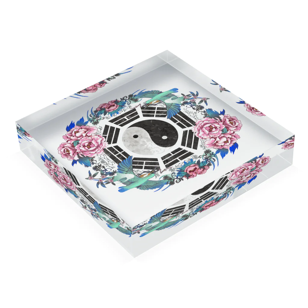 狭刈十の花鳥八卦図 Acrylic Block :placed flat