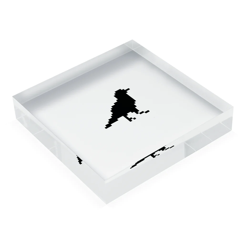 カラス工房のドット画カラス(黒) Acrylic Block :placed flat