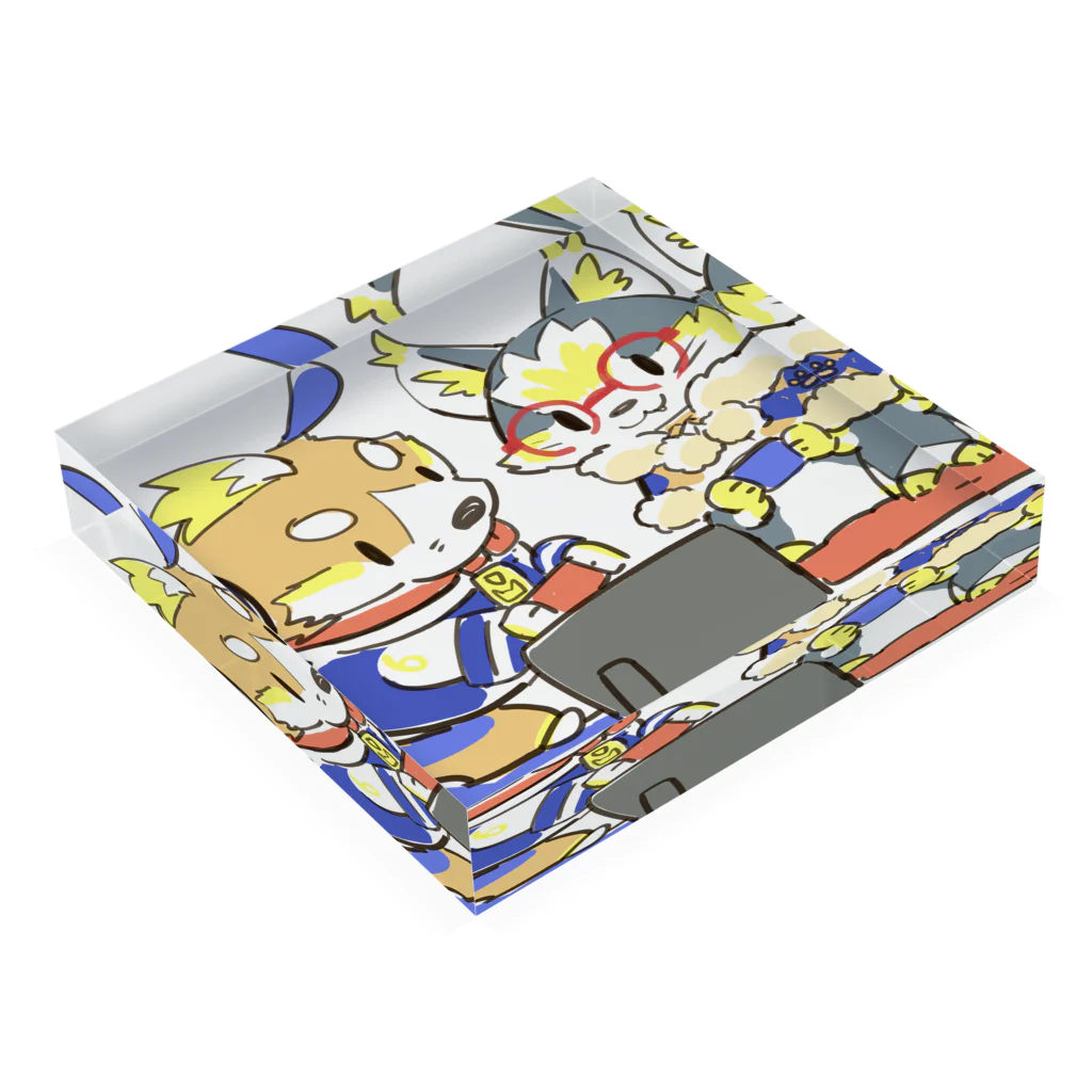 まーくん🐕ちーやん🐈のゲーム中のまーちー Acrylic Block :placed flat