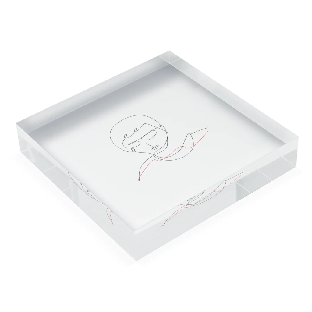 Person people のメガネくん Acrylic Block :placed flat