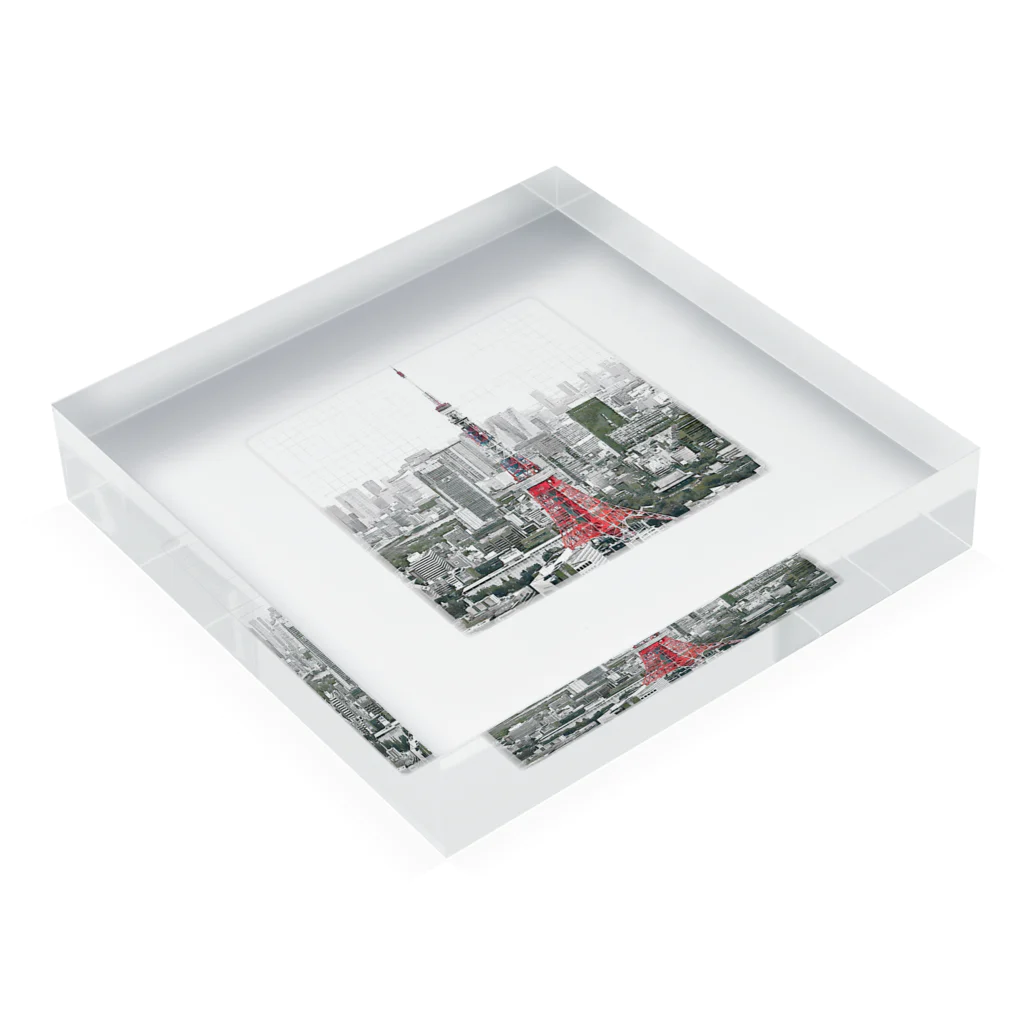 猿猫堂のTECHNOPOLIS_TOKIO Acrylic Block :placed flat