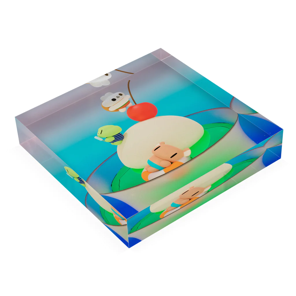 OCEAN BERRY SHOPのCREAM SODA ISLAND Acrylic Block :placed flat