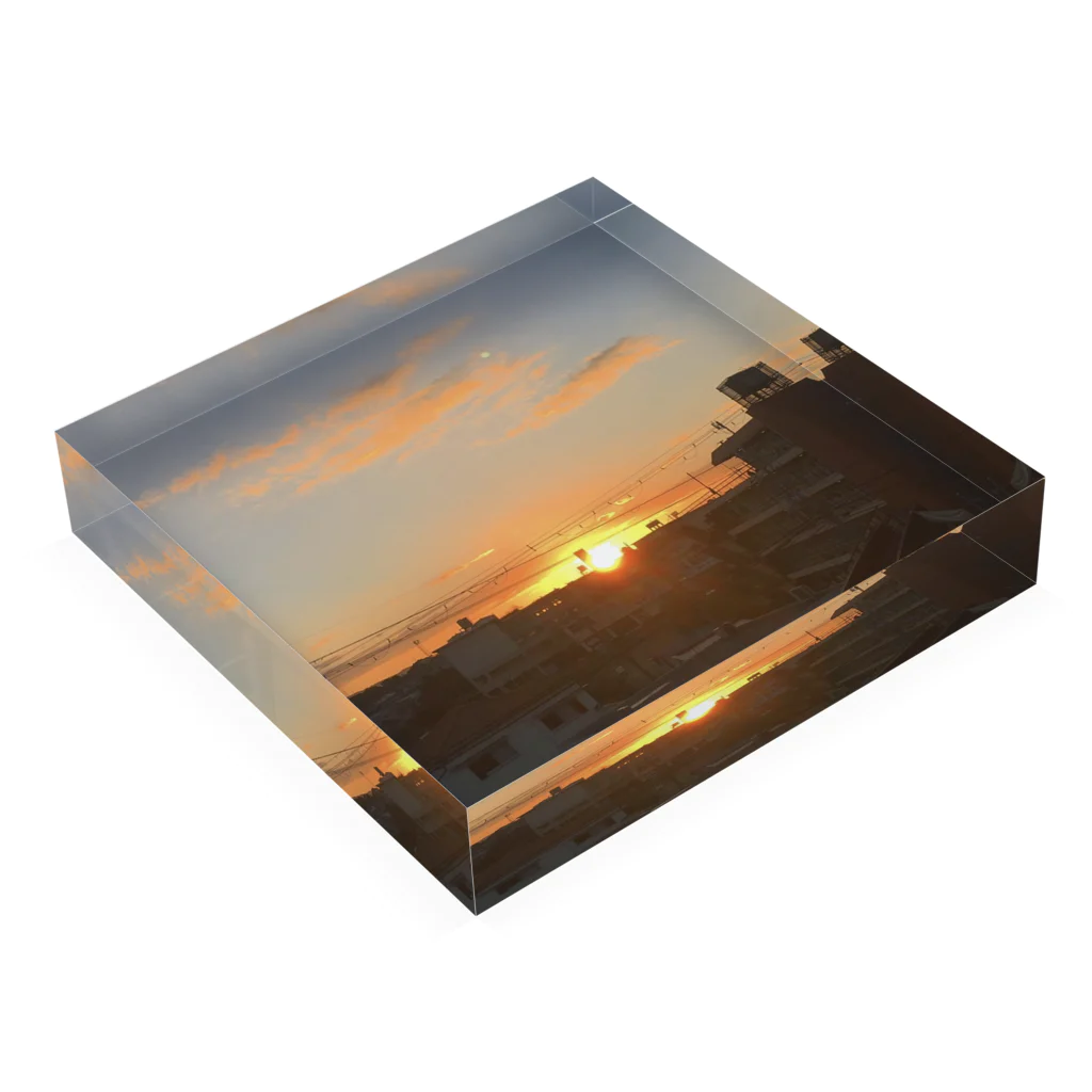 ゆきまるんのお店の夕陽 Acrylic Block :placed flat