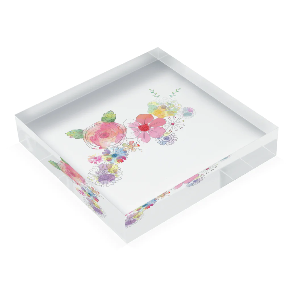 癒しと幸せの占い師・ちぃのお店の癒しの花 Acrylic Block :placed flat