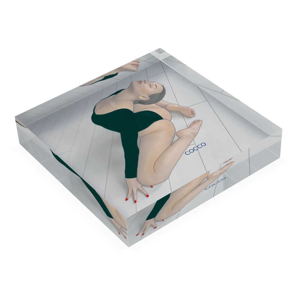 こっこさんのお店のYoga girl〜静かな朝〜 Acrylic Block :placed flat