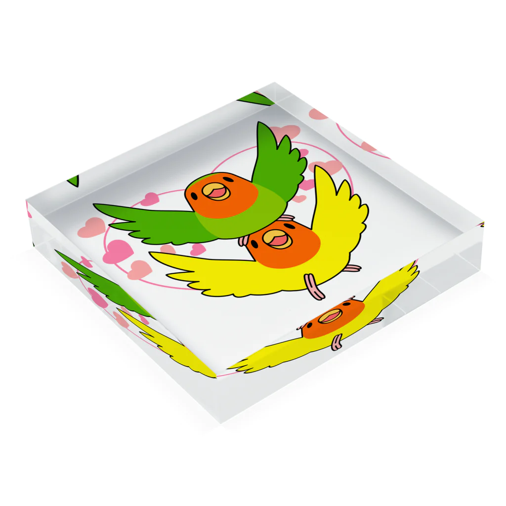 まめるりはことりのラブリーコザクラインコ【まめるりはことり】 Acrylic Block :placed flat