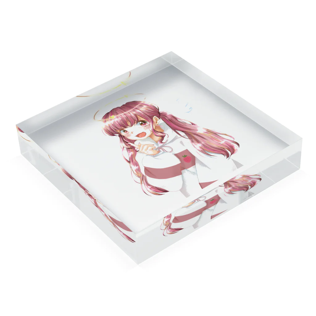 彩る葉っぱなの～のいちごちゃん Acrylic Block :placed flat