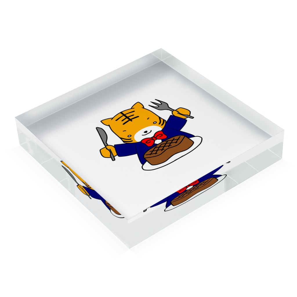 ほぼ動物園のトラのお食事 Acrylic Block :placed flat