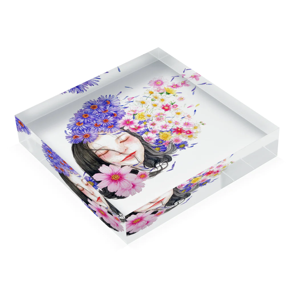 癒しと幸せの占い師・ちぃのお店の恋する乙女 Acrylic Block :placed flat