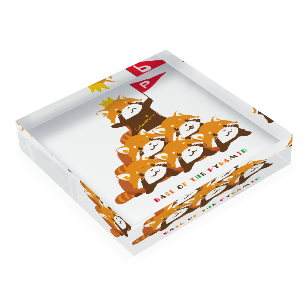 LittleLoroのRED PANDA レッサーパンダ 組体操 0242 Acrylic Block :placed flat